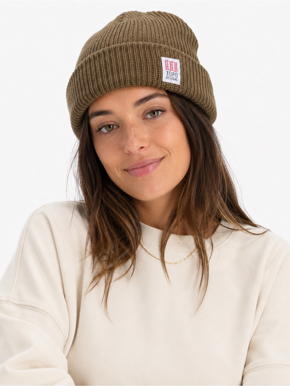 Topo Designs “Work Cap” Olive Ribbed Fold Cuff Beanie